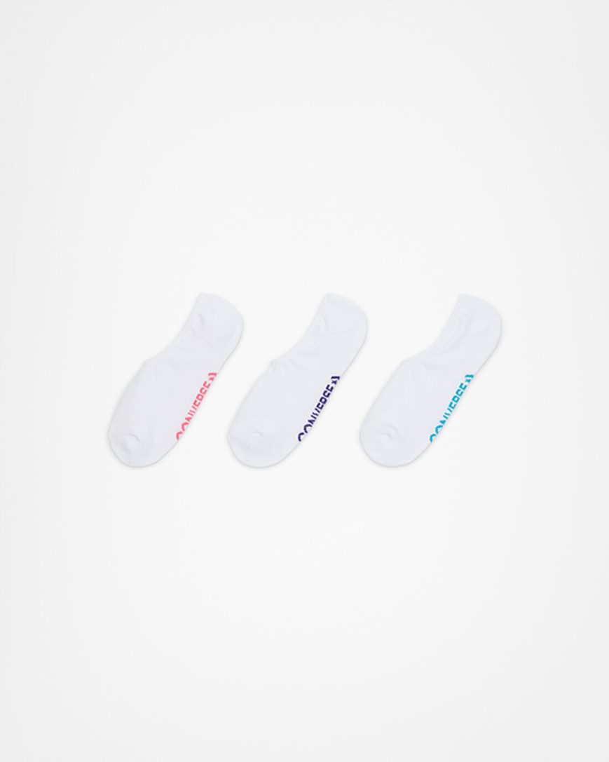Women\'s Converse 3-Pack Wordmark Cushion No-Show Socks White | AU 3160EK